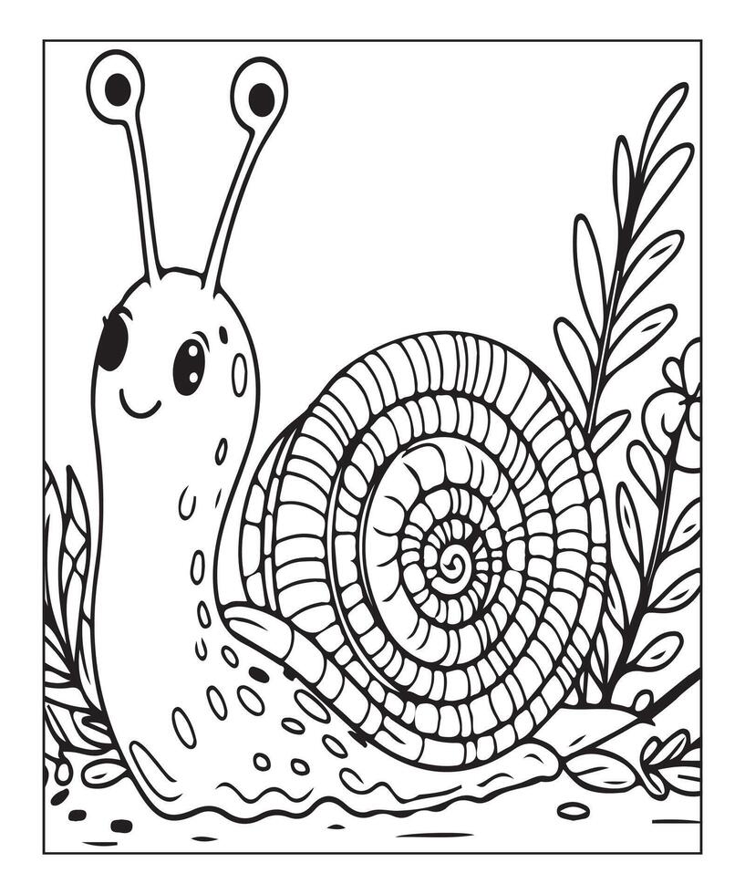 AI generated snail coloring page for kids vector