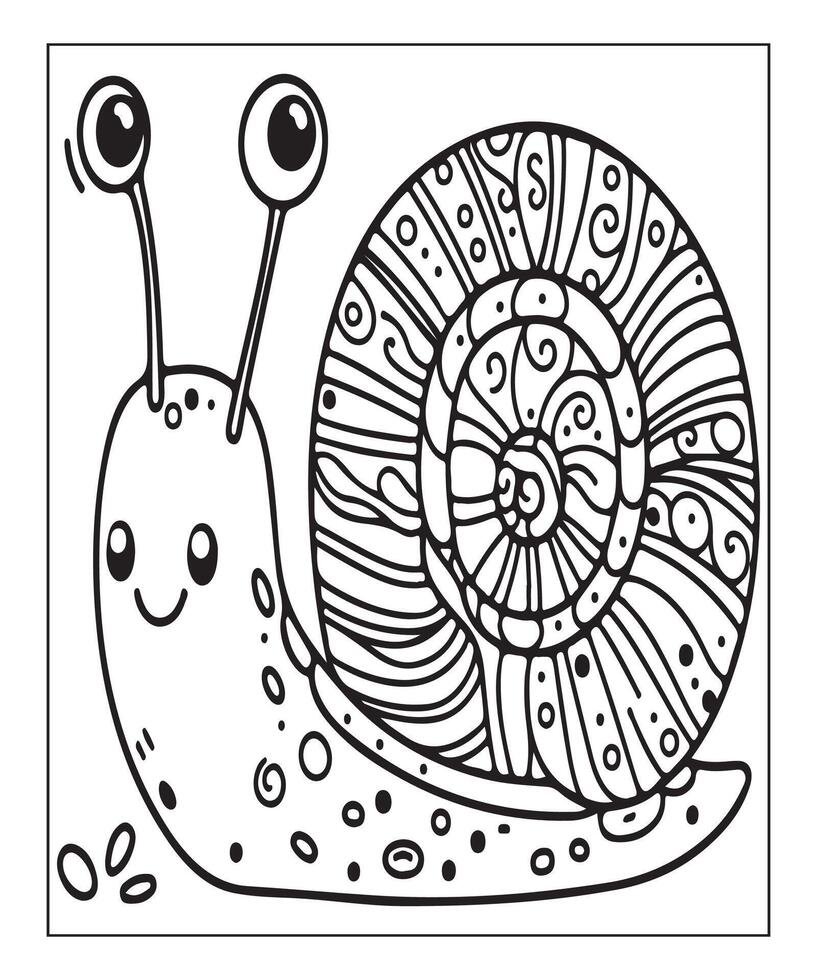 AI generated snail coloring page for kids vector