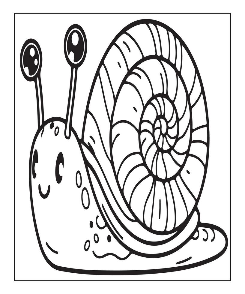 AI generated snail coloring page for kids vector