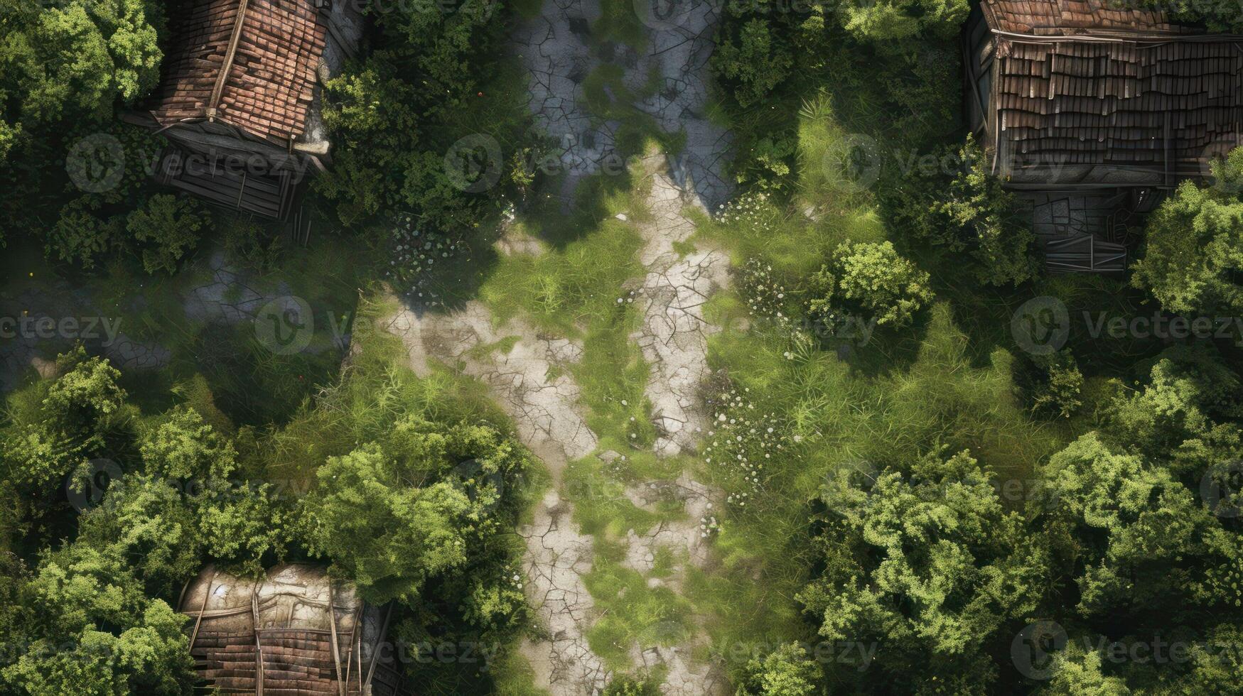 AI generated RPG battle map. Fantasy battlefield illustration, cartography location. Hobby roleplaying. AI generated photo