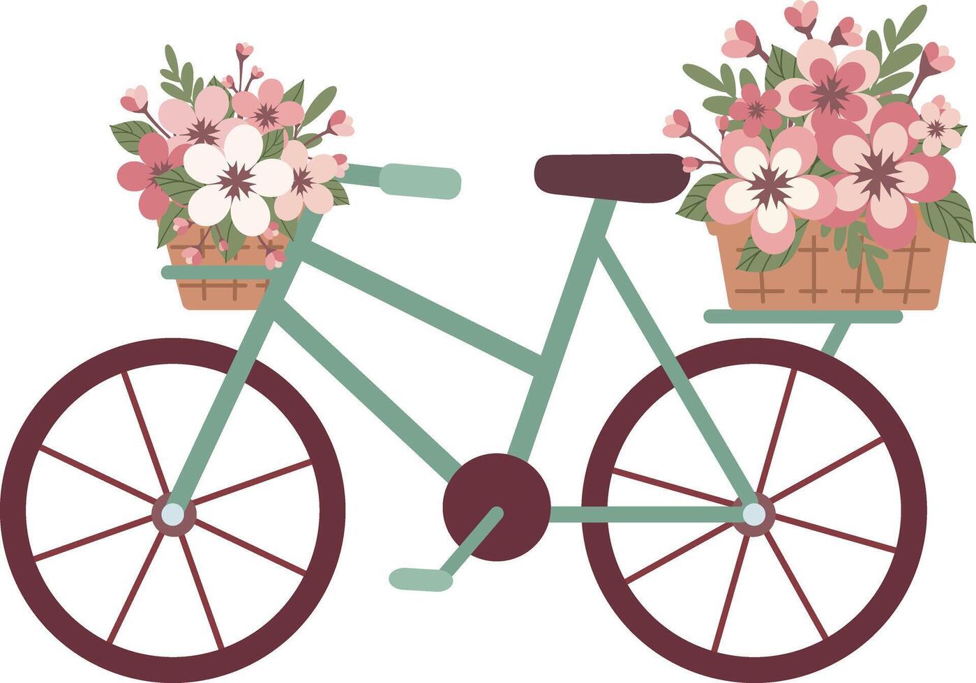 bicicleta con sakura flores vector