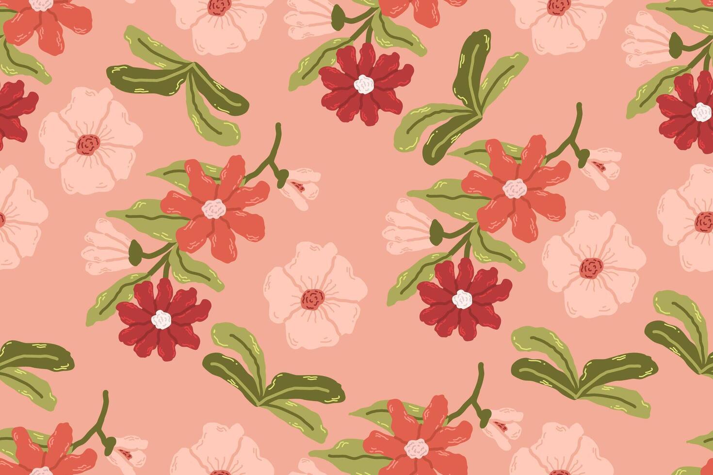 Elegant botanicall seamless pattern with flower branches.Trendy hand drawn textures. Modern abstract design for,paper, cover, fabric and other use vector