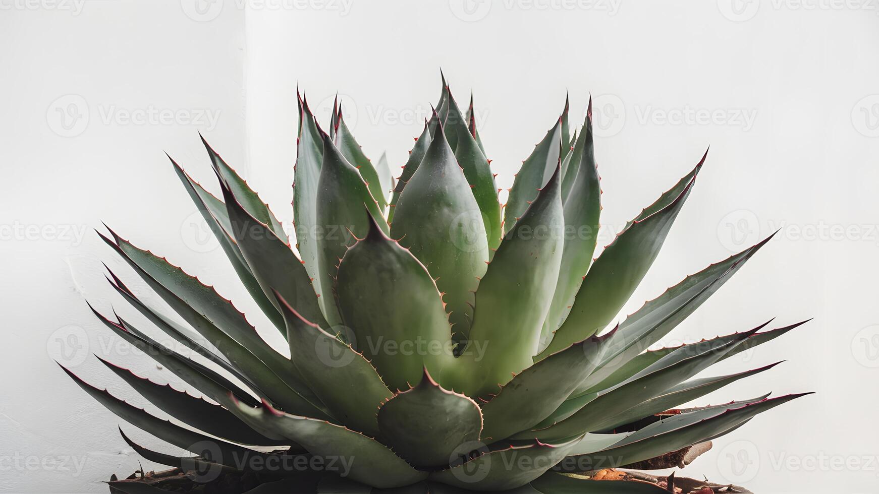 AI generated Succulent agave plant showcased against pristine white backdrop photo