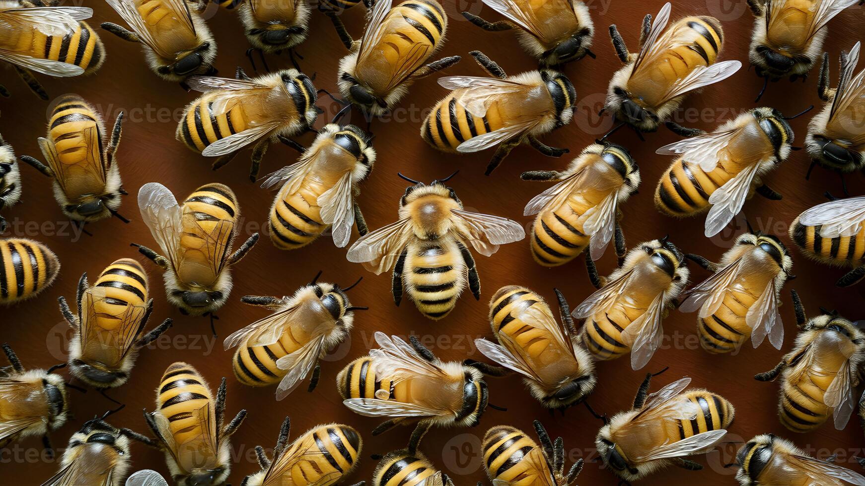 AI generated European honey bees Apis mellifera on white background photo