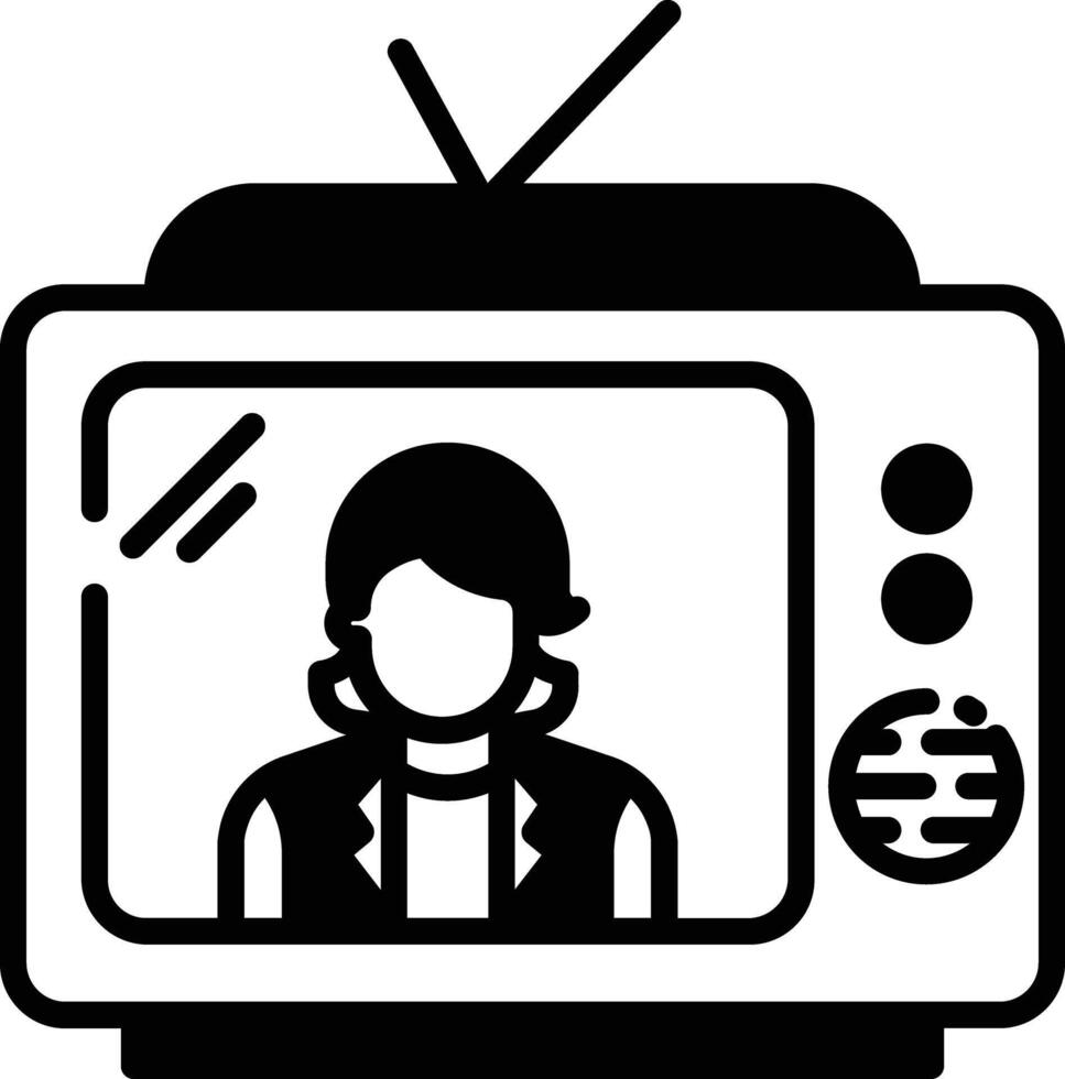 TV news glyph and line vector illustration