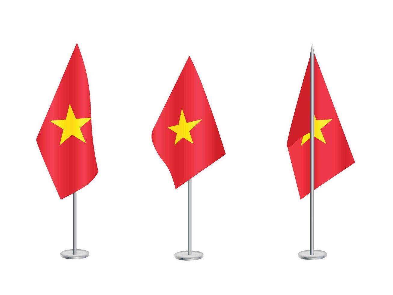 bandera de Vietnam con plata conjunto de polos de vietnam nacional bandera vector