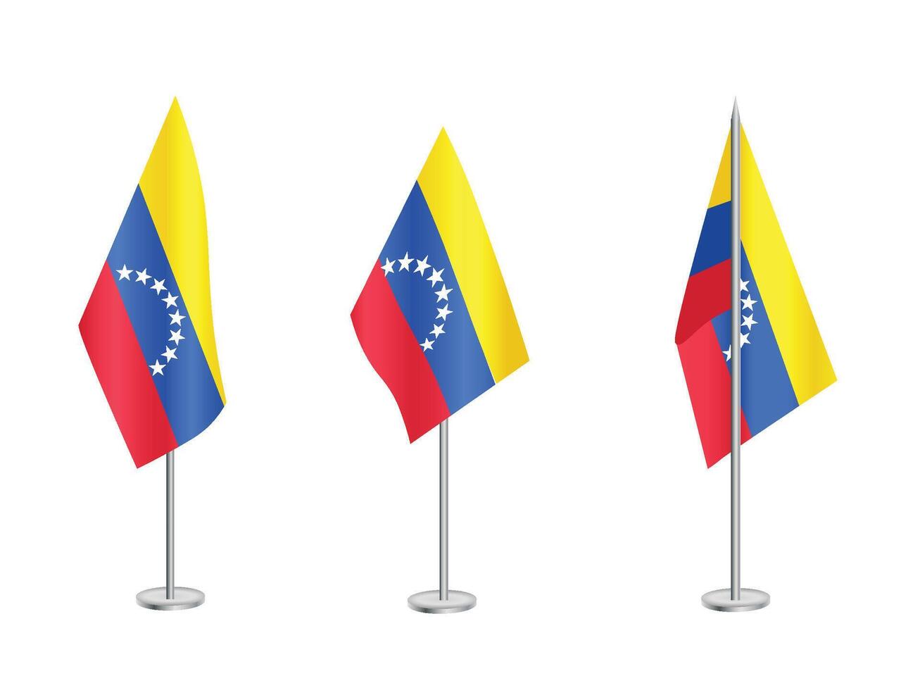 Flag of Venezuela with silver pole.Set of Venezuela's national flag vector