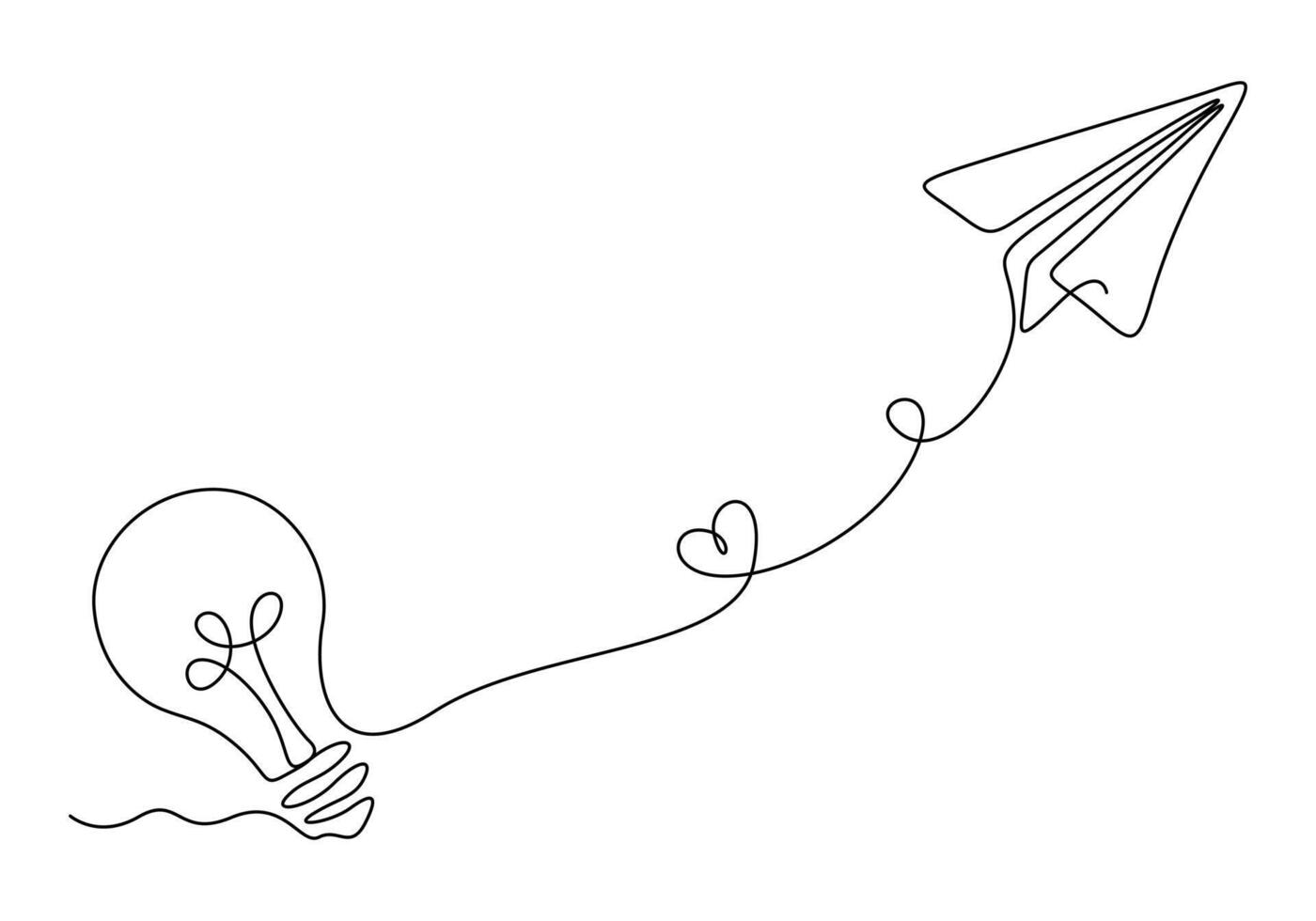 sencillo ligero bulbo y avión continuo uno línea dibujo vector ilustración