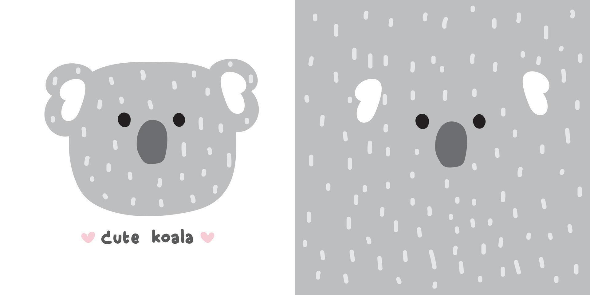 Cute smile koala bear face soft hair hand drawn.Wild head animal character cartoon design.Kid graphic.Image for card,poster,print screen,baby clothing,T-shirt,sticker.Kawaii.Vector.Illustration. vector