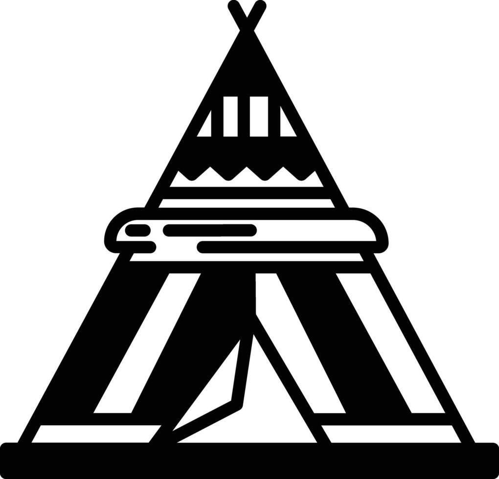 Wigwam glyph and line vector illustration