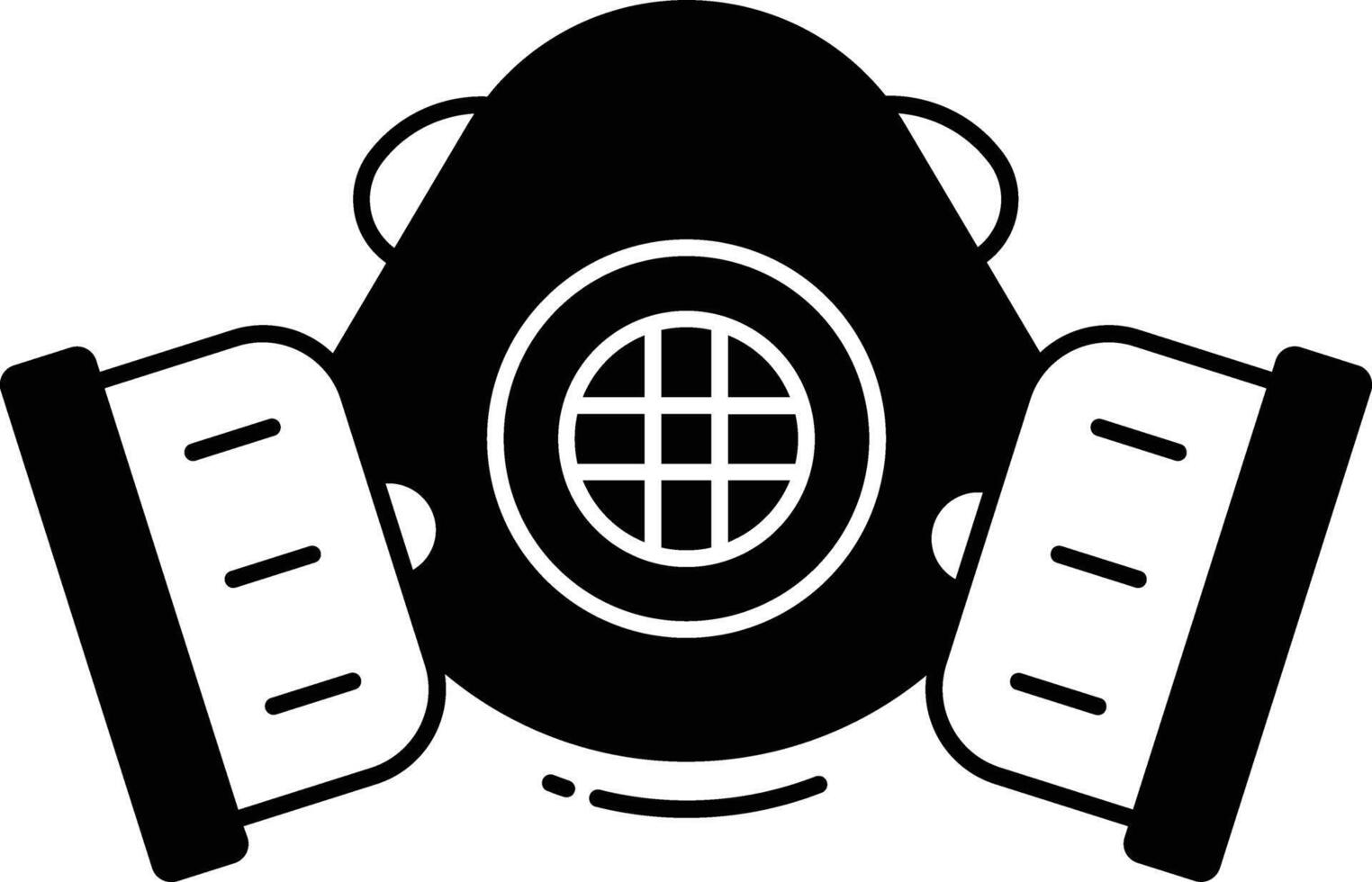 Gas Mask glyph and line vector illustration