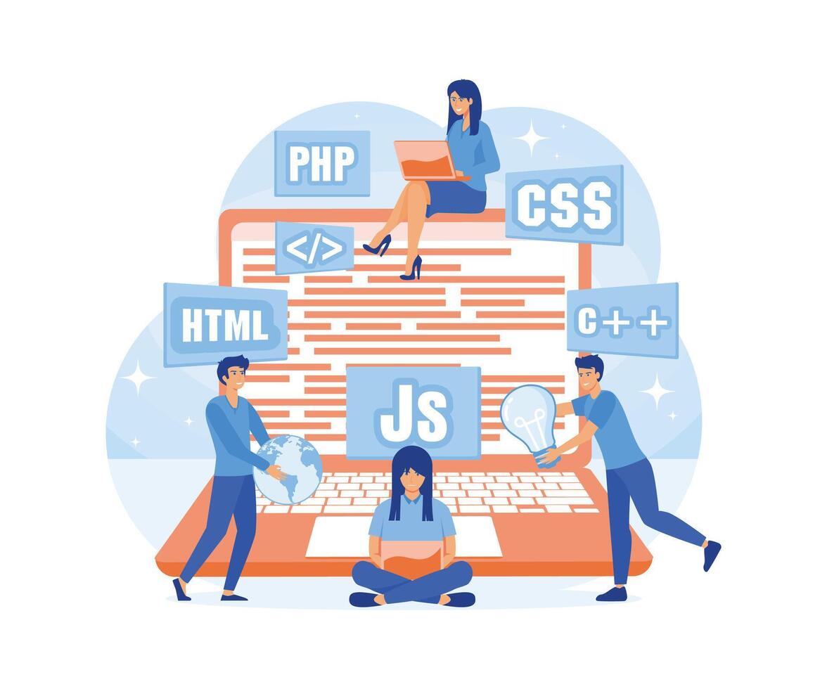 Engineering, Programmer development, Software programming Concept for web page, banner, presentation, social media. flat vector modern illustration