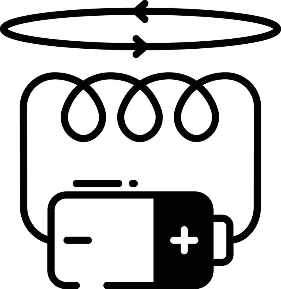 Electromagnetic field glyph and line vector illustration