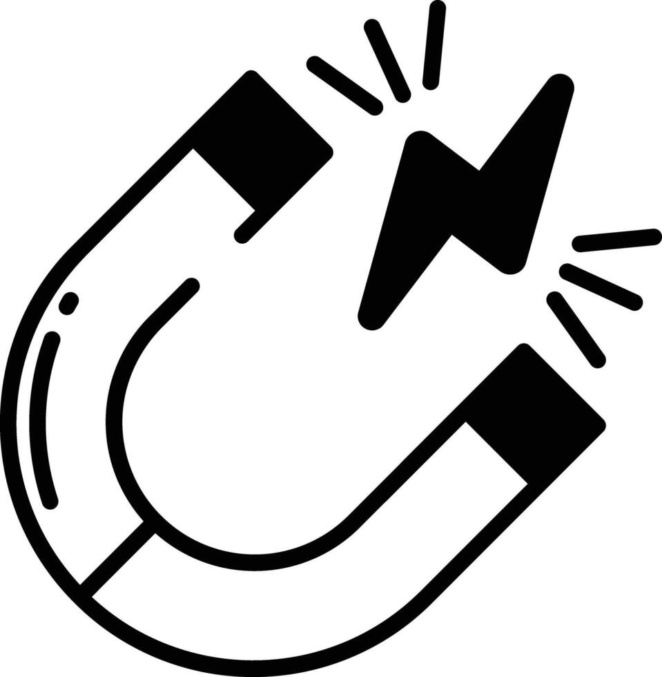 Electromagnetism glyph and line vector illustration