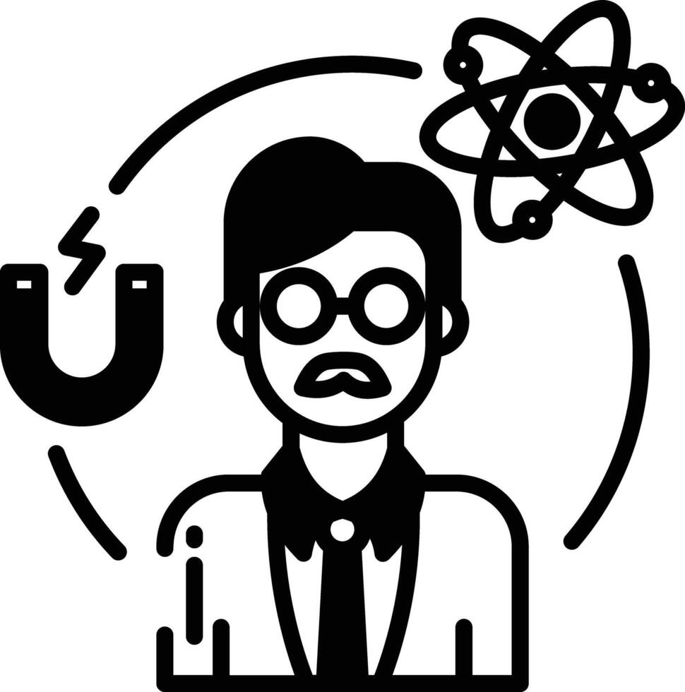 Physicist glyph and line vector illustration