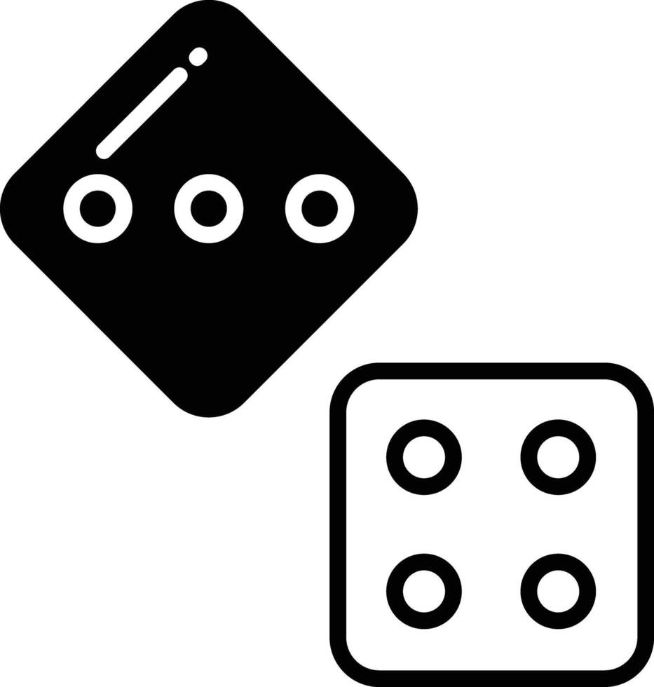 Dice glyph and line vector illustration