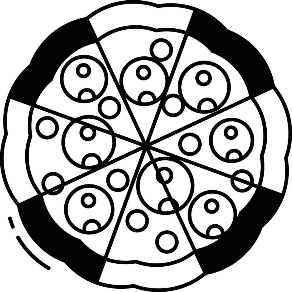 pepperoni Pizza glifo y línea vector ilustración
