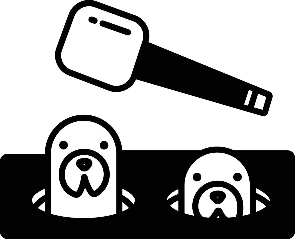 Whack a mole glyph and line vector illustration