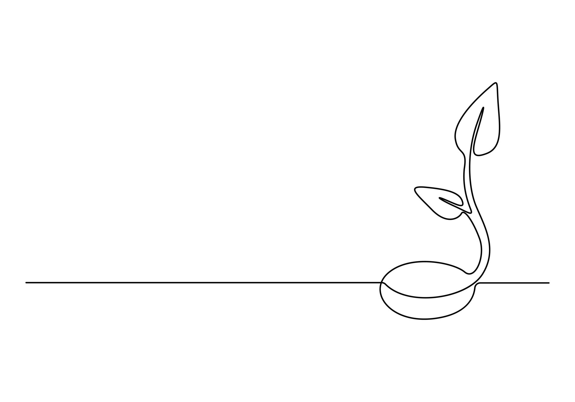 Simple one continuous line drawing of growing sprout vector ...