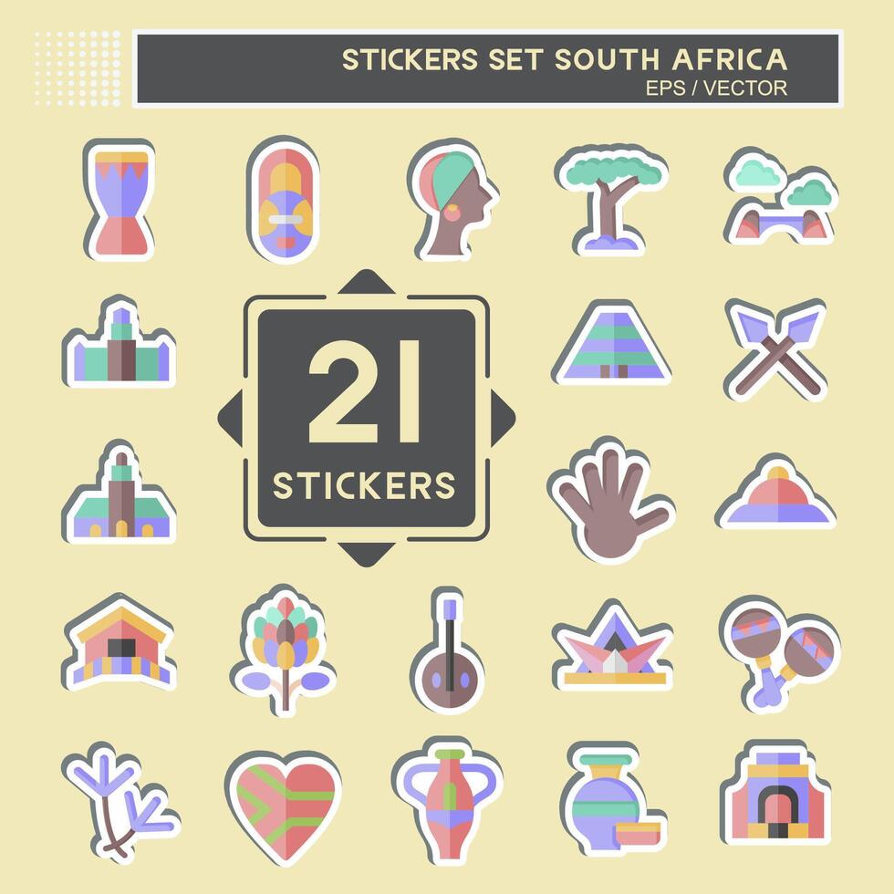 Sticker Set South Africa. related to Education symbol. simple design illustration vector