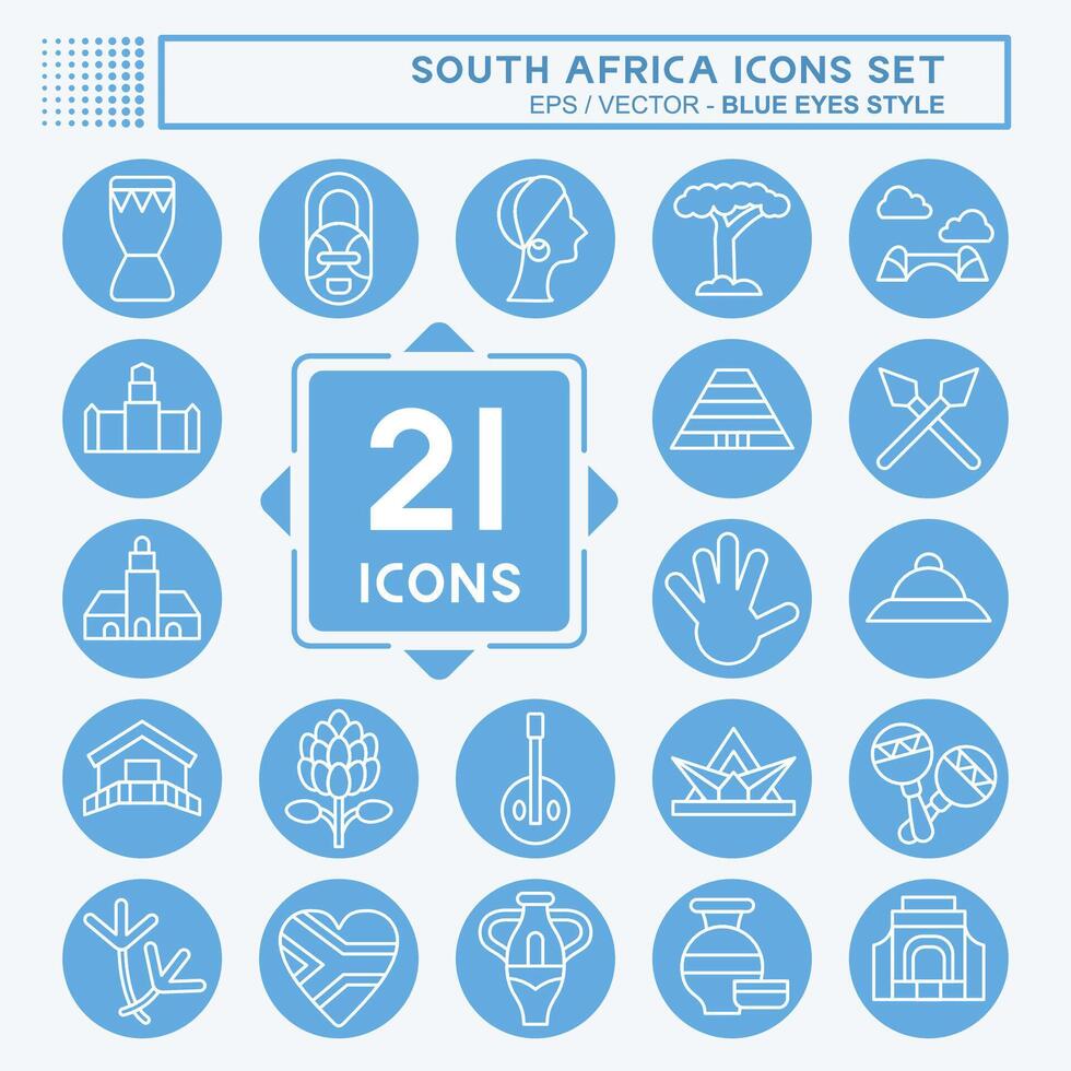 Icon Set South Africa. related to Education symbol. blue eyes style. simple design illustration vector