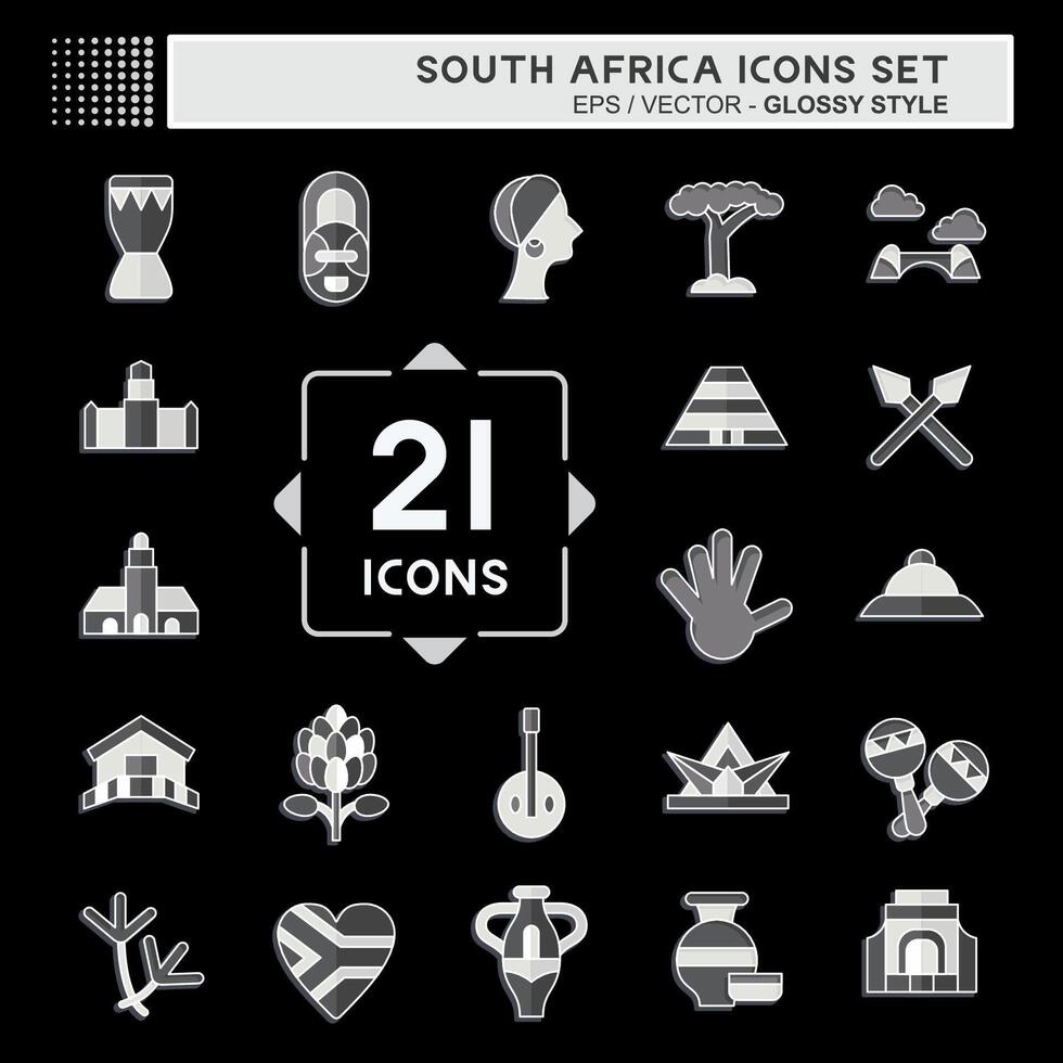Icon Set South Africa. related to Education symbol. glossy style. simple design illustration vector