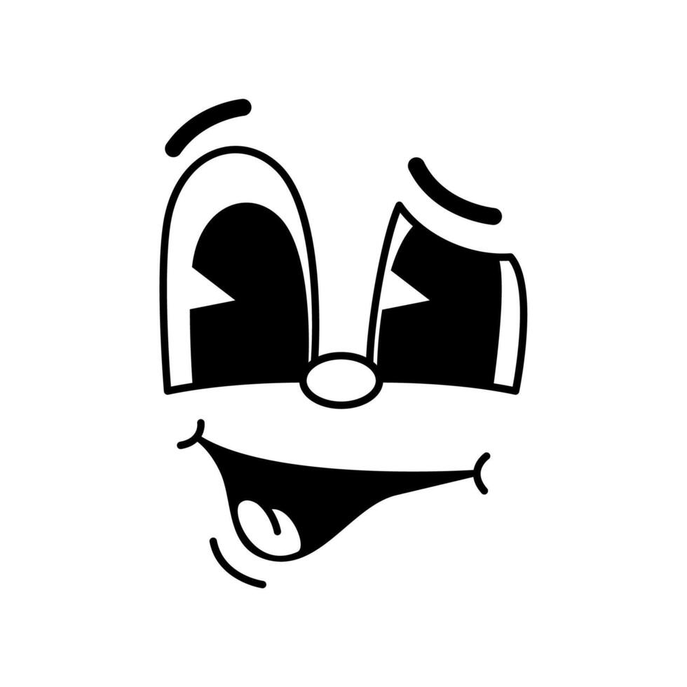Cartoon funny wink-eye comic groovy face emotion vector