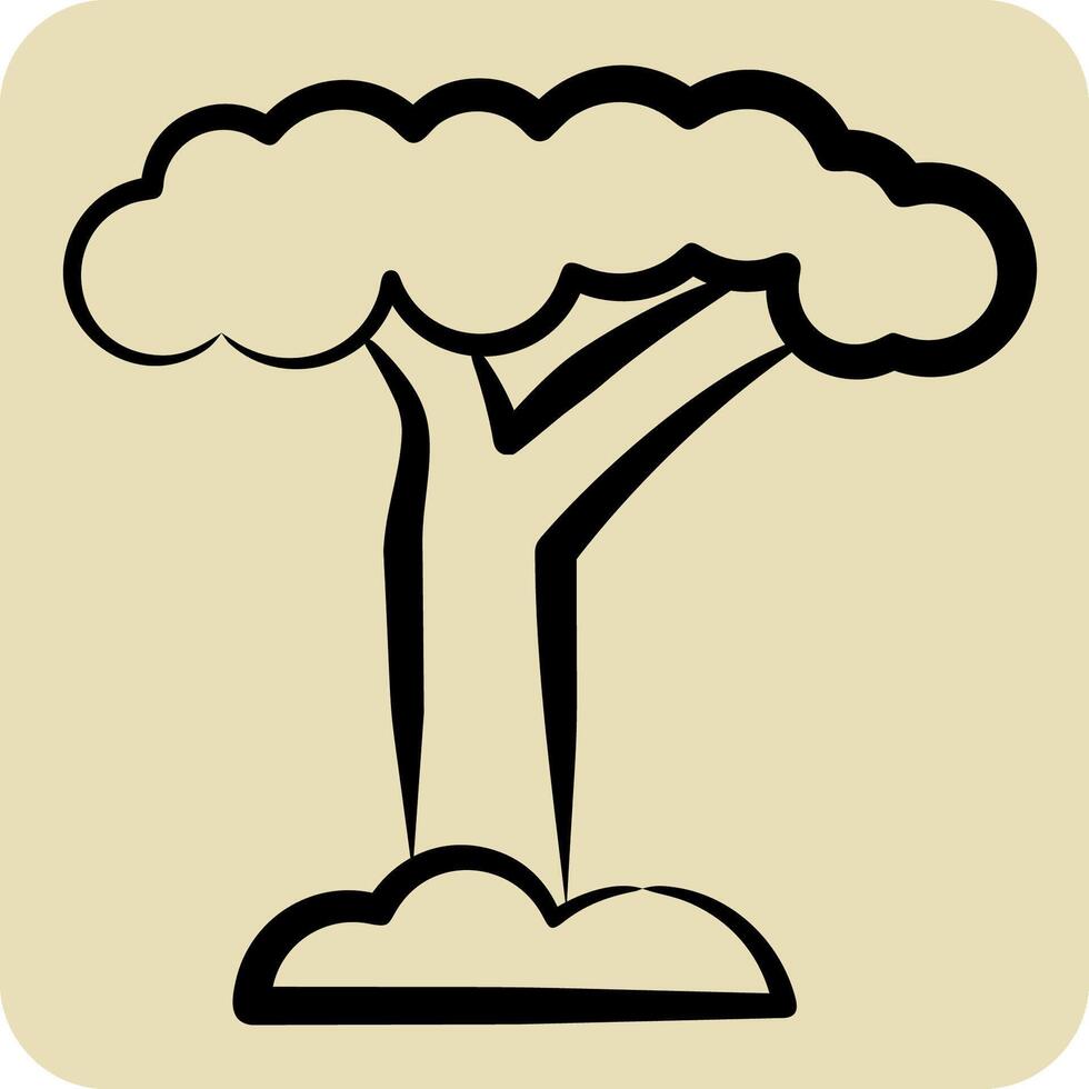 Icon Baobab. related to South Africa symbol. hand drawn style. simple design illustration vector