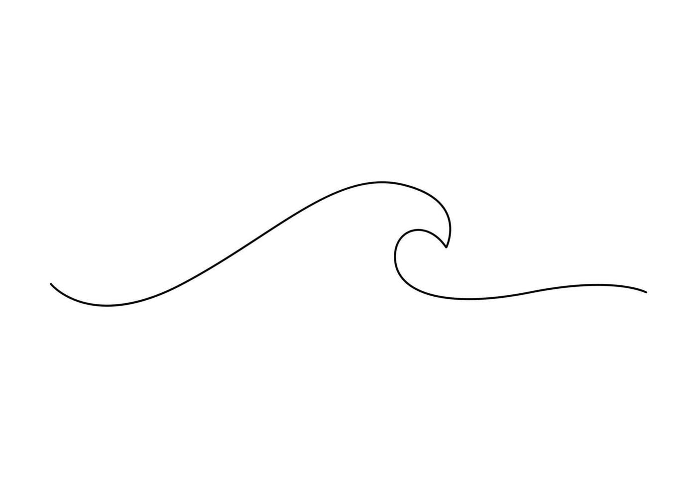 Ocean wave single continuous line drawing vector illustration