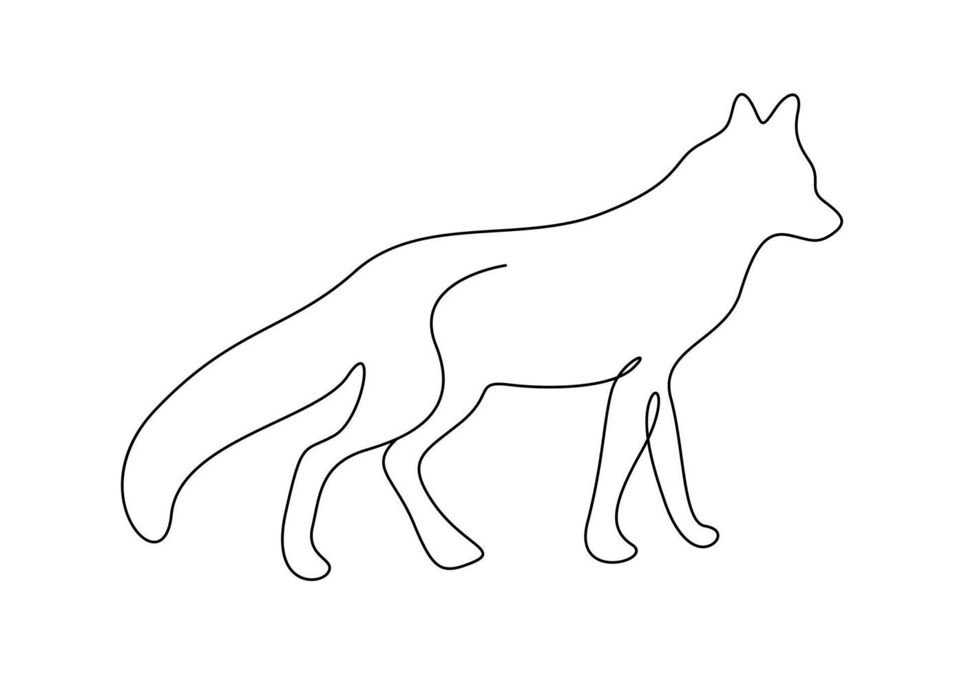 Wolf in one continuous line drawing vector illustration