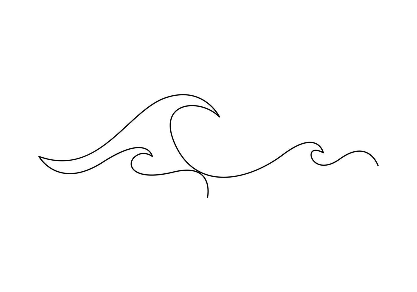 Ocean wave single continuous line drawing vector illustration