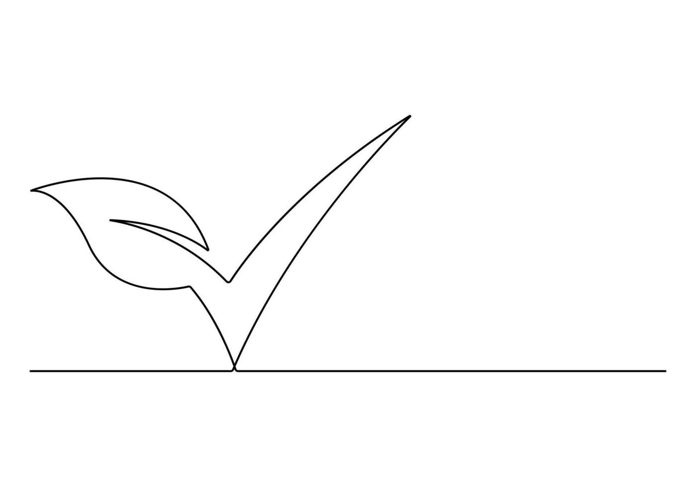 Check mark continuous one line drawing vector illustration