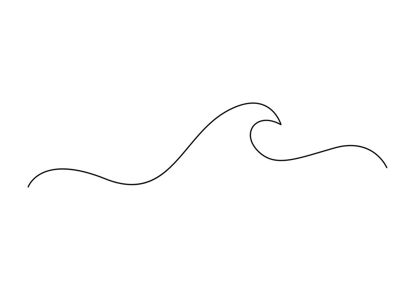 Ocean wave single continuous line drawing vector illustration