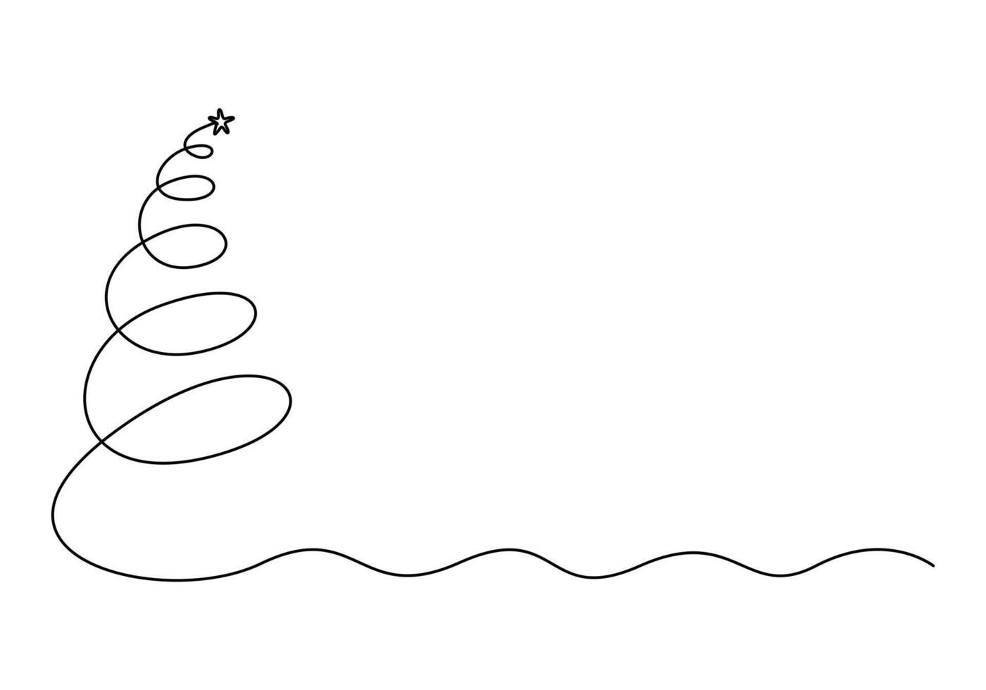 Christmas tree continuous one line drawing vector illustration. Isolated on white background vector illustration