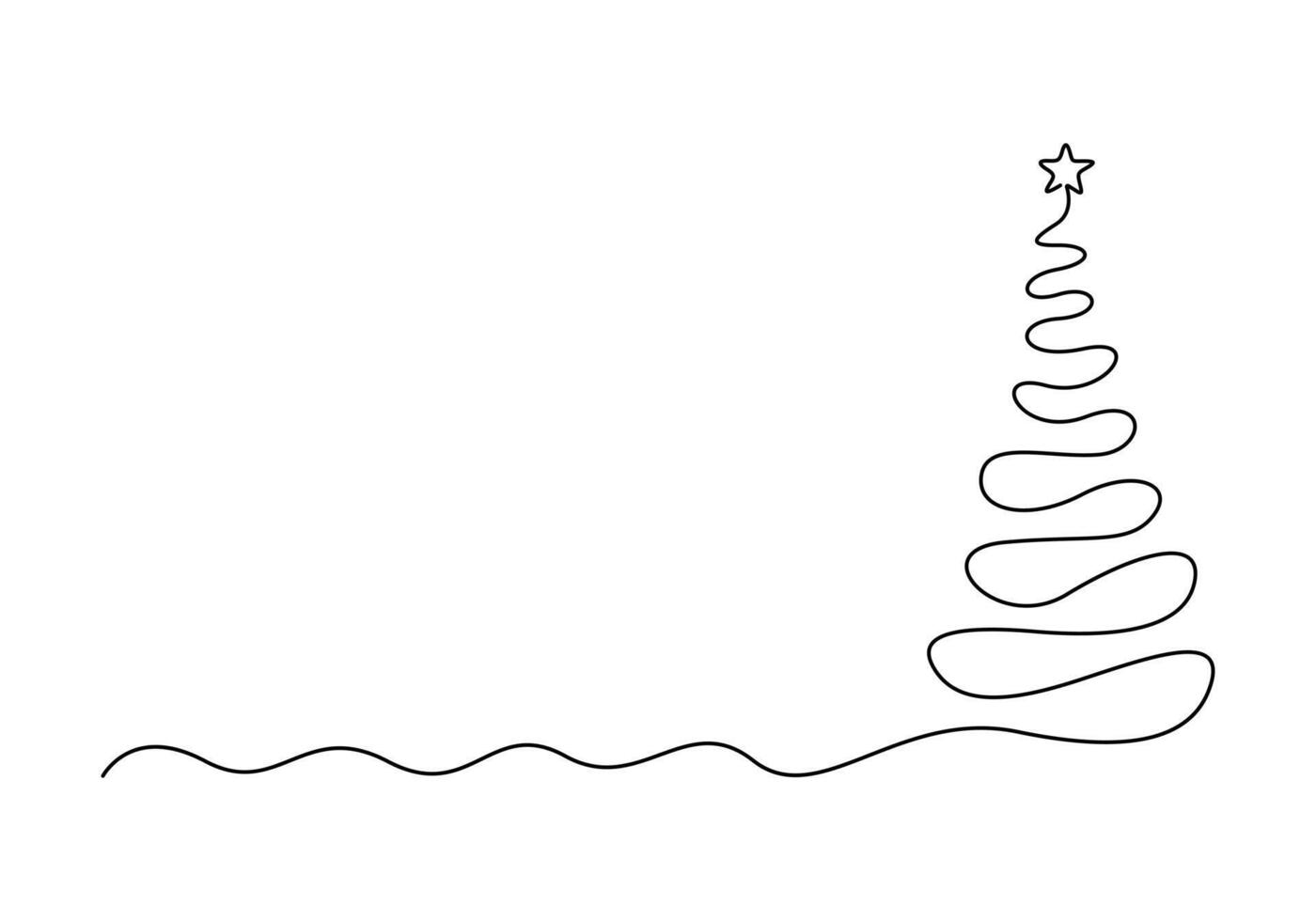 Christmas tree continuous one line drawing vector illustration. Isolated on white background vector illustration