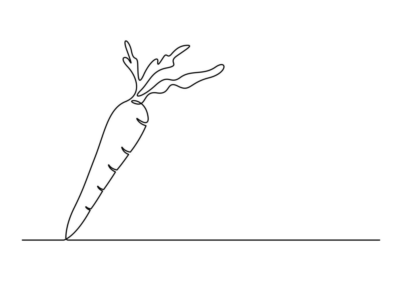 Carrot in one continuous line drawing of carrot vector illustration