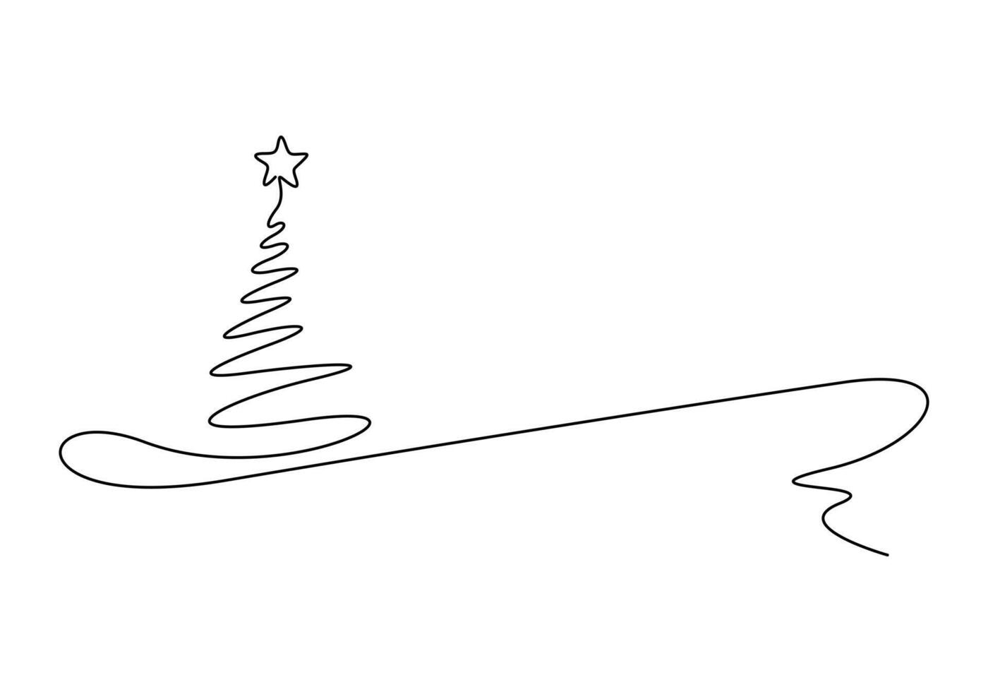 Christmas tree continuous one line drawing vector illustration. Isolated on white background vector illustration