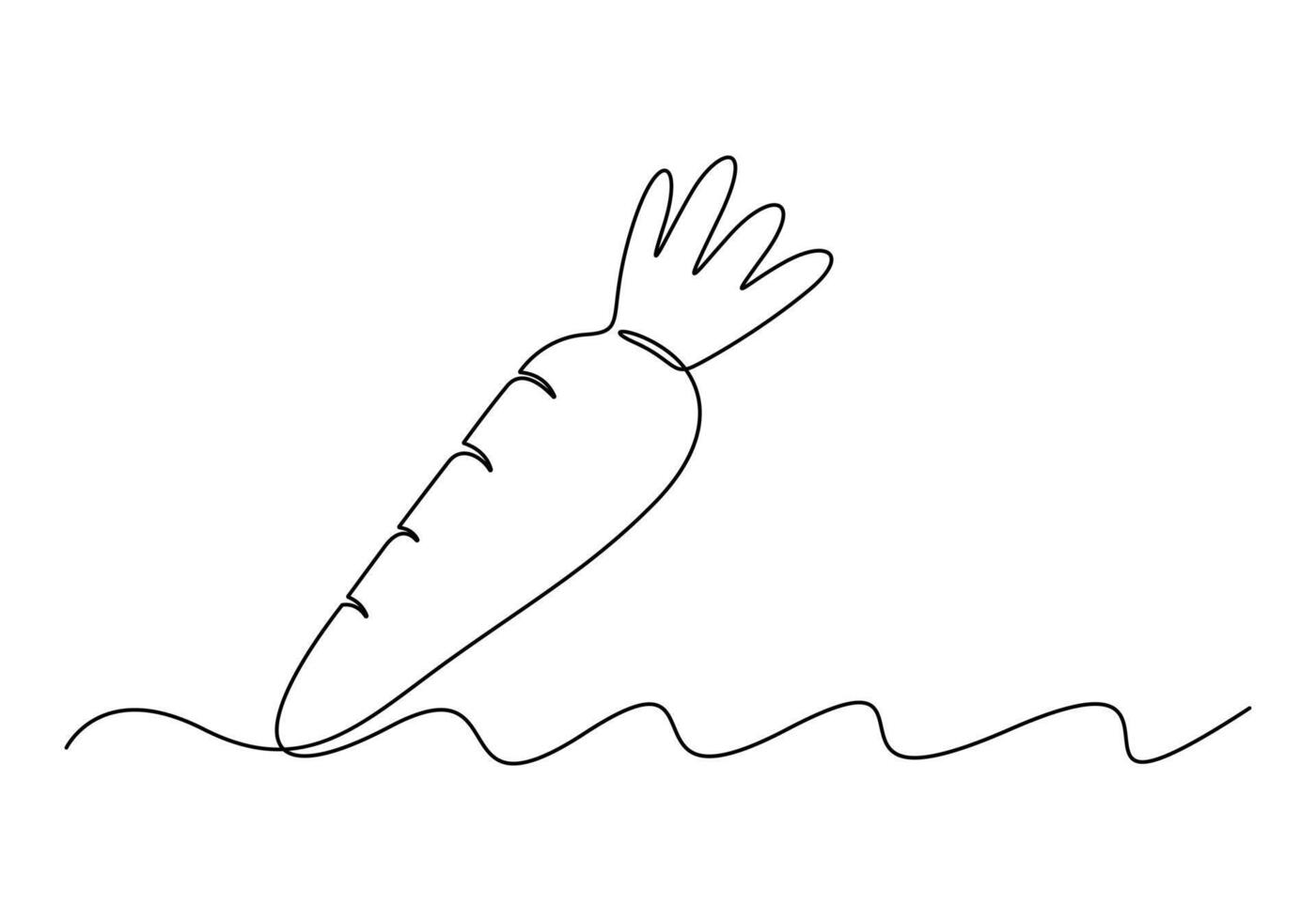 Carrot in one continuous line drawing of carrot vector illustration