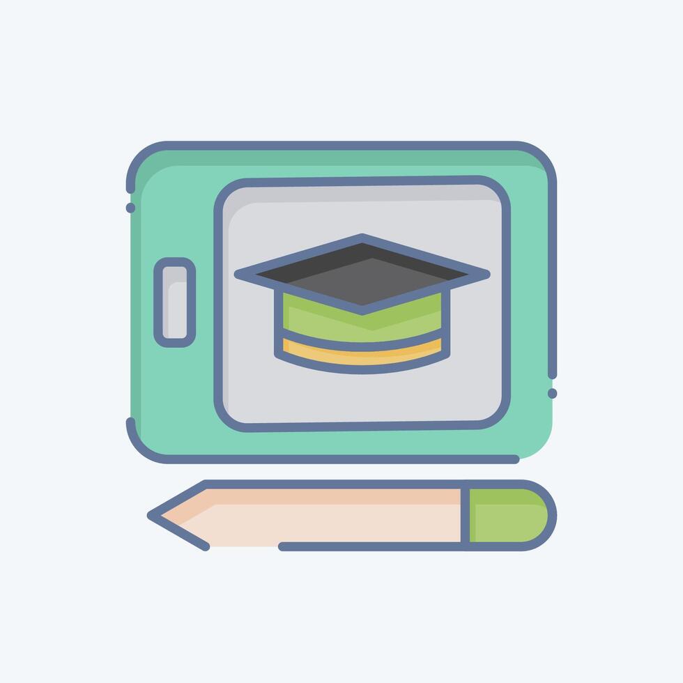 icono tableta educación. relacionado a aprendizaje símbolo. garabatear estilo. sencillo diseño ilustración vector