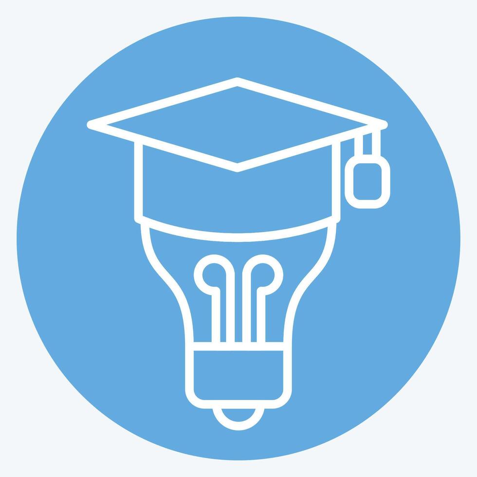 Icon Graduation Idea. related to Learning symbol. blue eyes style. simple design illustration vector