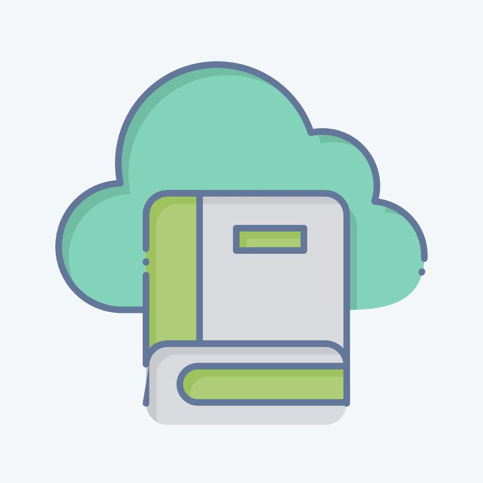 Icon Cloud Book 2. related to Learning symbol. doodle style. simple design illustration vector