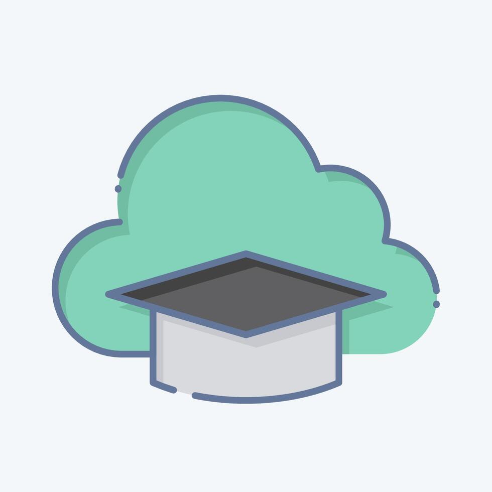 Icon Cloud Education. related to Learning symbol. doodle style. simple design illustration vector