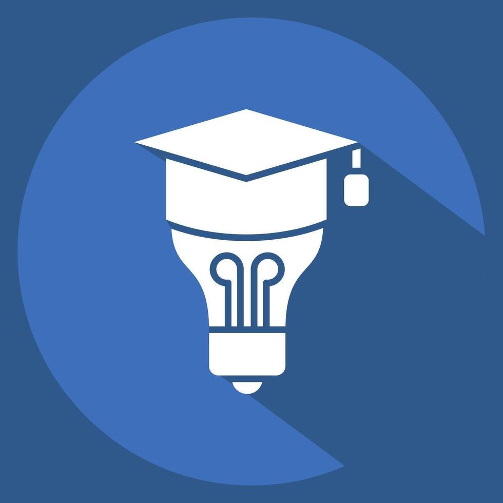 Icon Graduation Idea. related to Learning symbol. long shadow style. simple design illustration vector