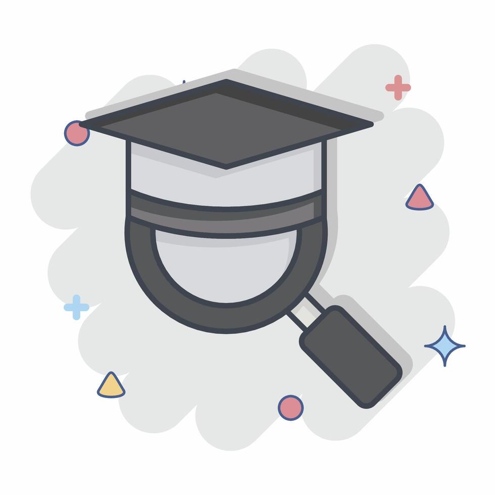 Icon Magnify Mortar Board. related to Learning symbol. comic style. simple design illustration vector