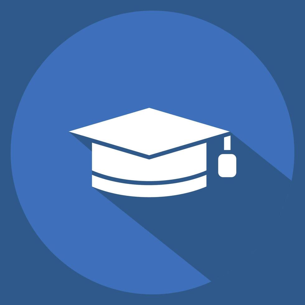 icono graduación sombrero. relacionado a aprendizaje símbolo. largo sombra estilo. sencillo diseño ilustración vector