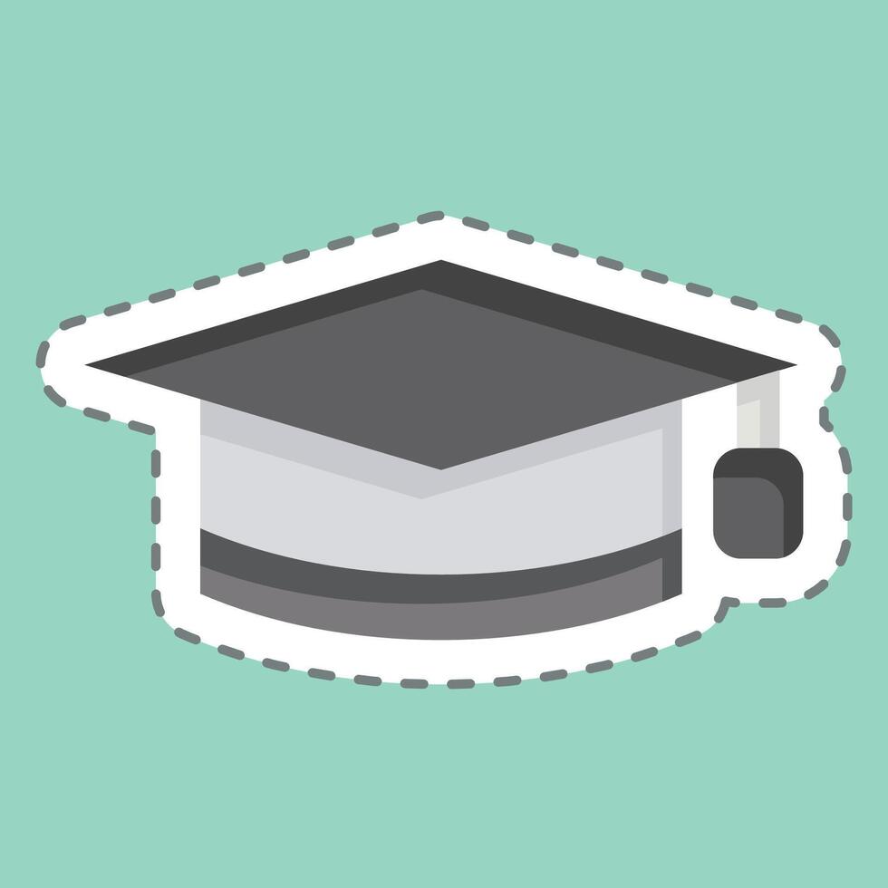 Sticker line cut Graduation Hat. related to Learning symbol. simple design illustration vector