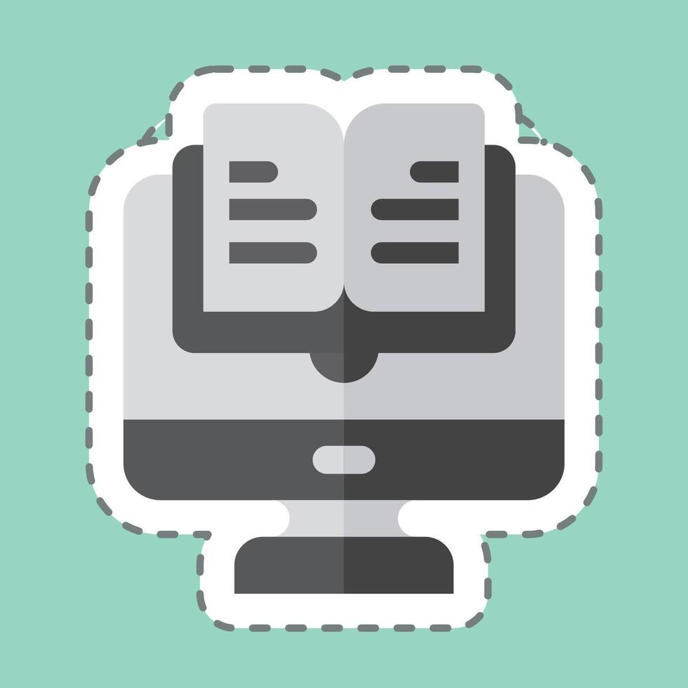 Sticker line cut Online Book. related to Learning symbol. simple design illustration vector