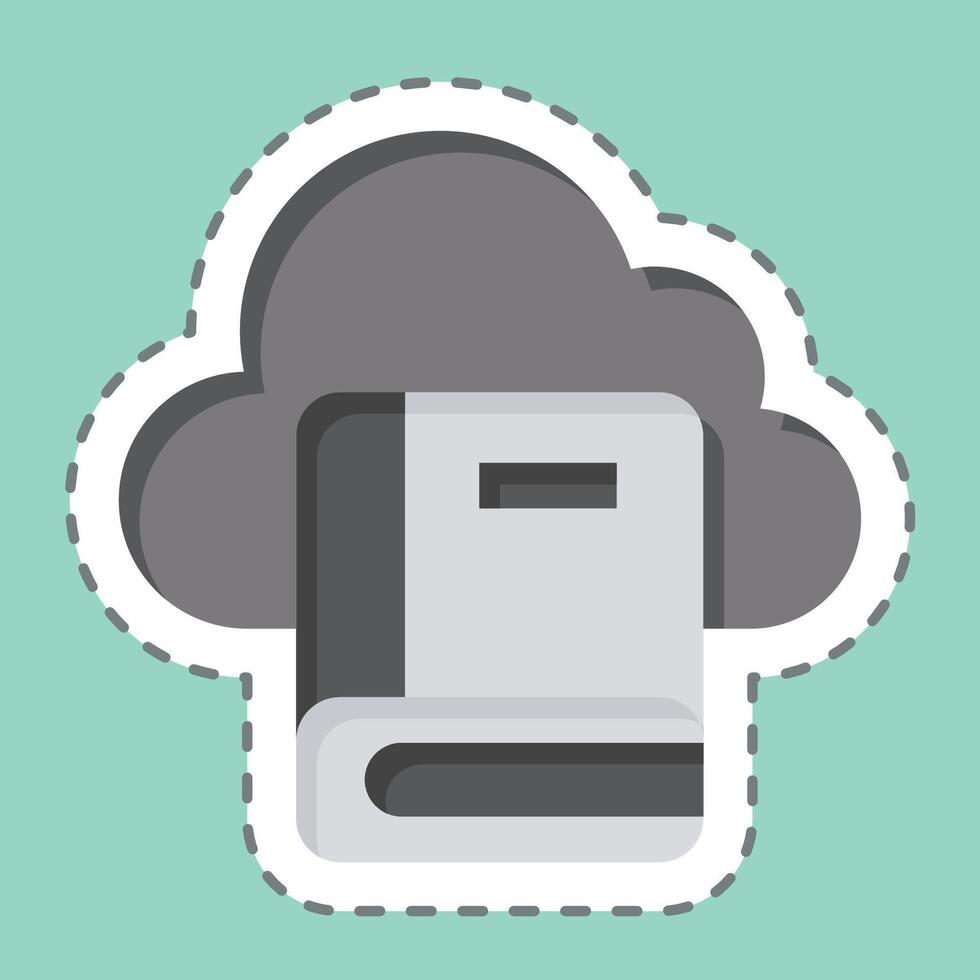 Sticker line cut Cloud Book 2. related to Learning symbol. simple design illustration vector
