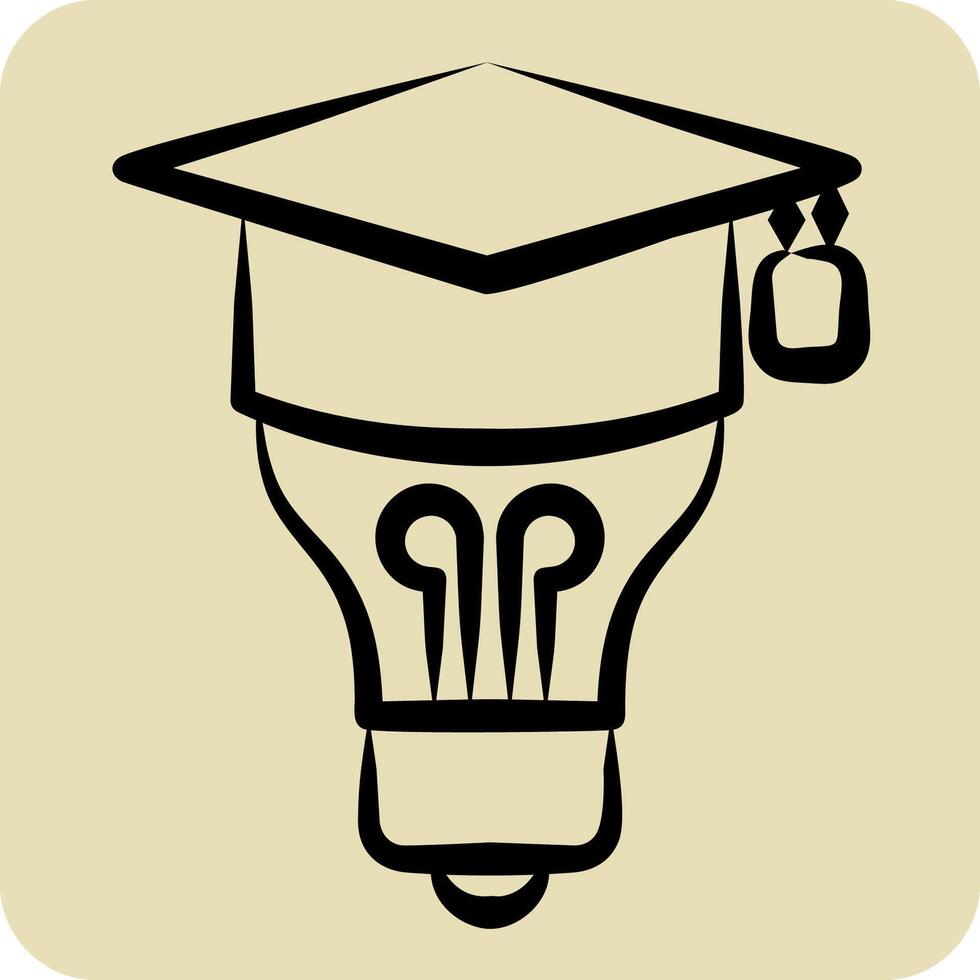 Icon Graduation Idea. related to Learning symbol. hand drawn style. simple design illustration vector