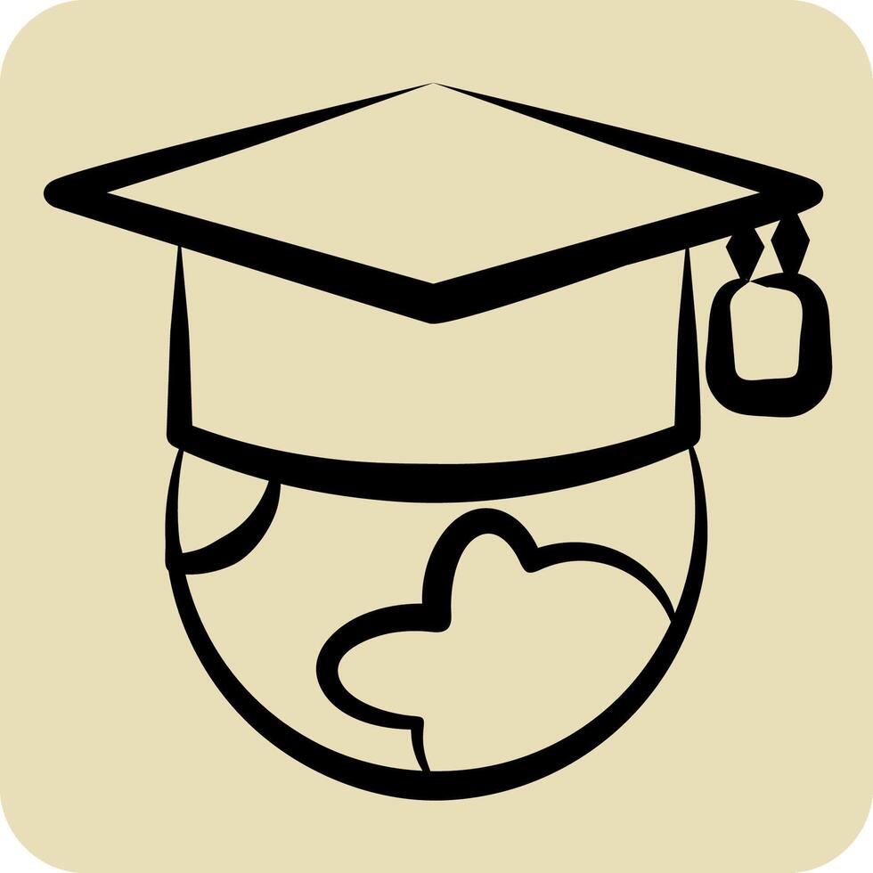 Icon Global Education. related to Learning symbol. hand drawn style. simple design illustration vector